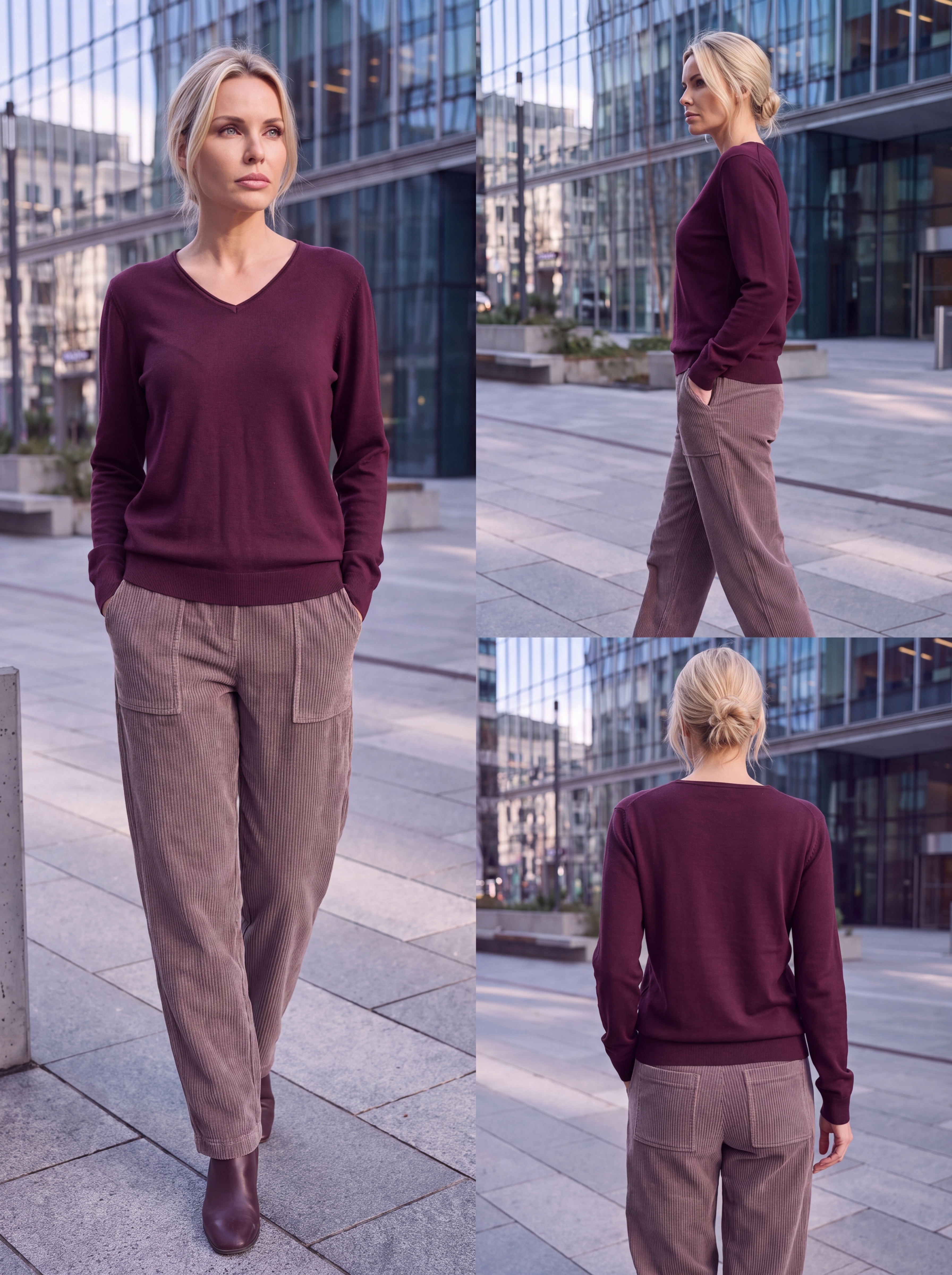 Dámsky pulóver s V-éčkovým výstrihom H.WINTER BURGUNDY Tmavá bordová s.WEAR 2